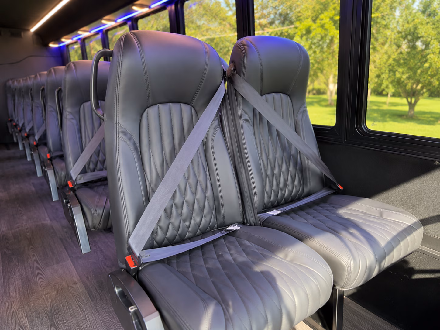 airport transfer buses for brick wedding guests flying into the area