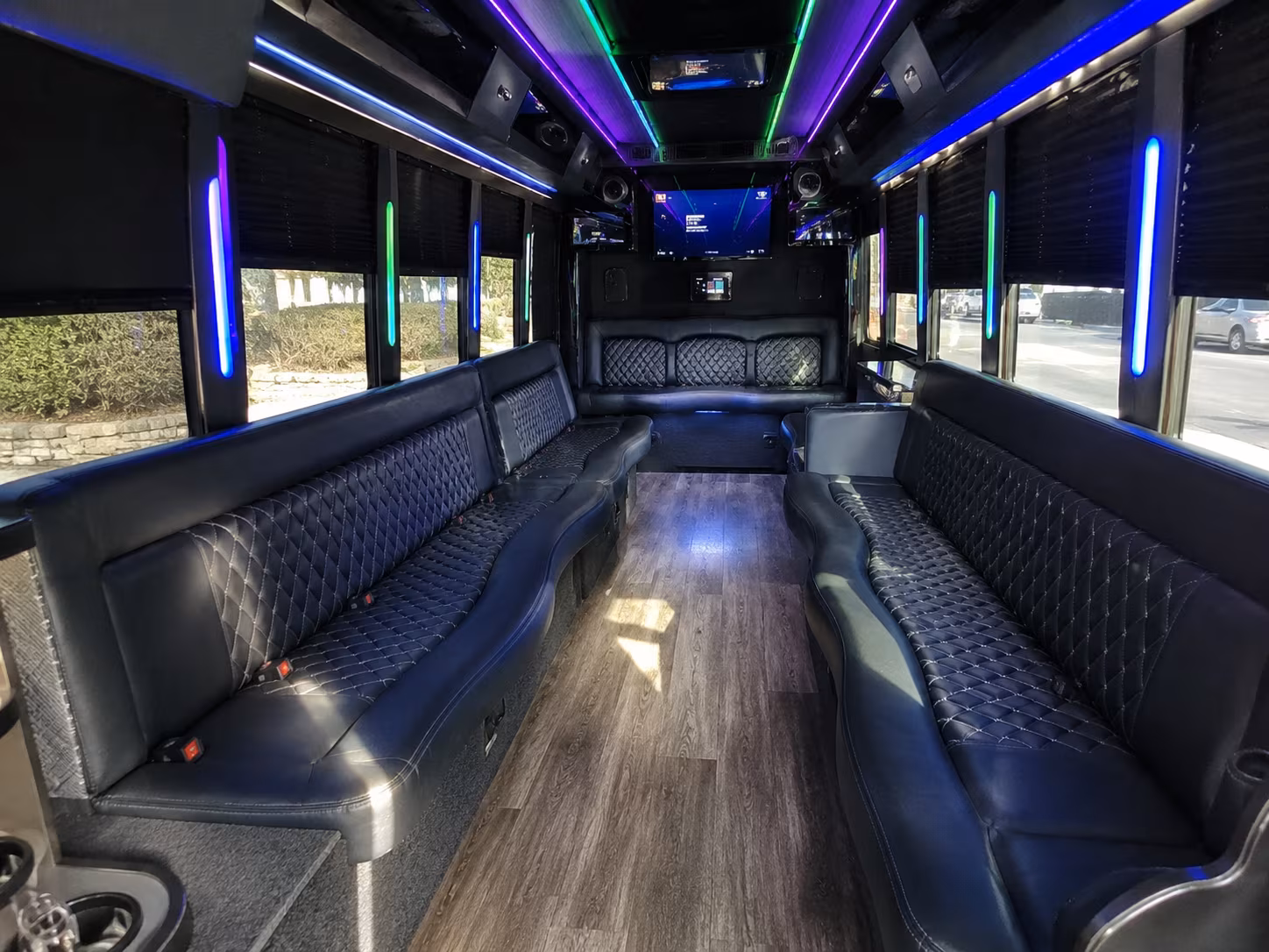 brick 15 passenger party bus interior