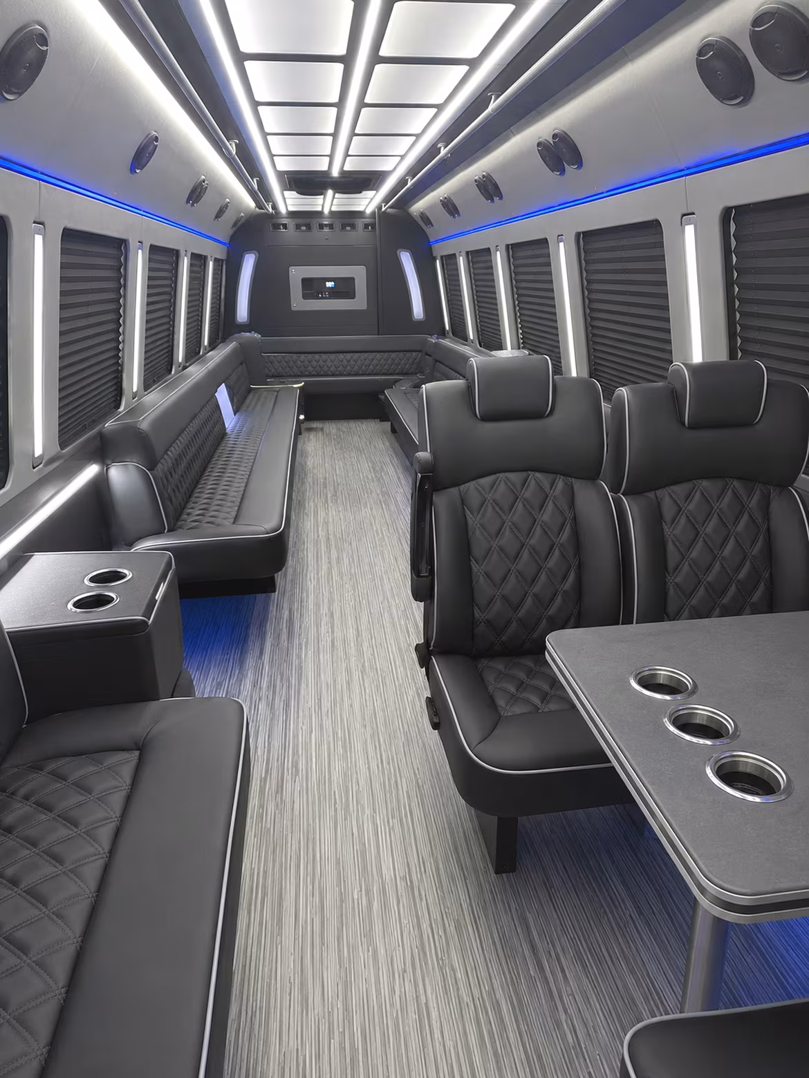 brick 25 passenger party bus inside