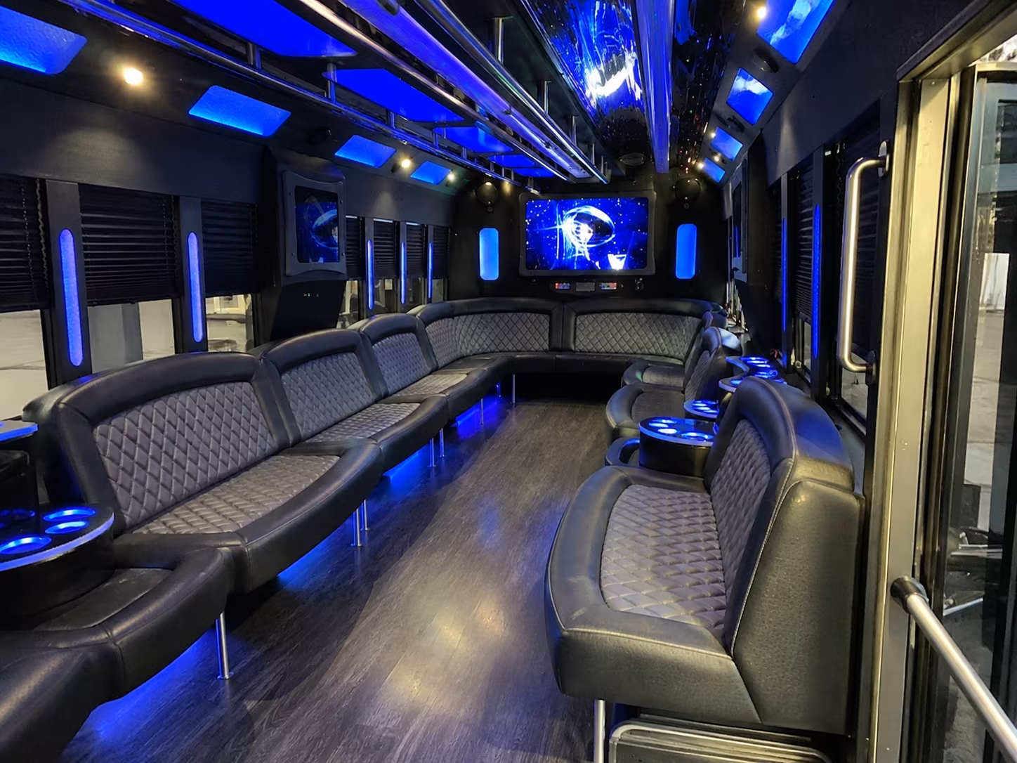 brick 28 passenger party bus interior