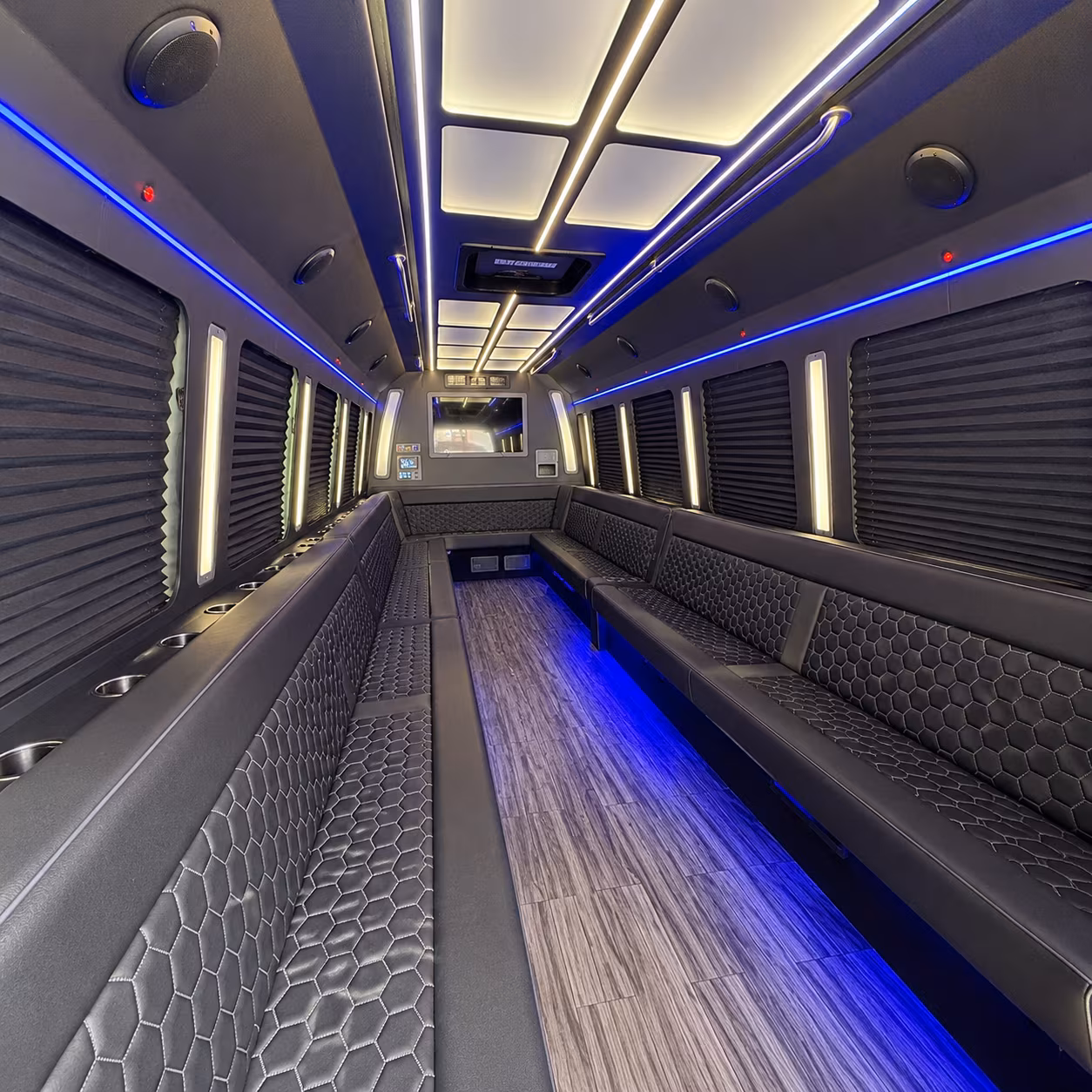 brick 30 passenger party bus interior