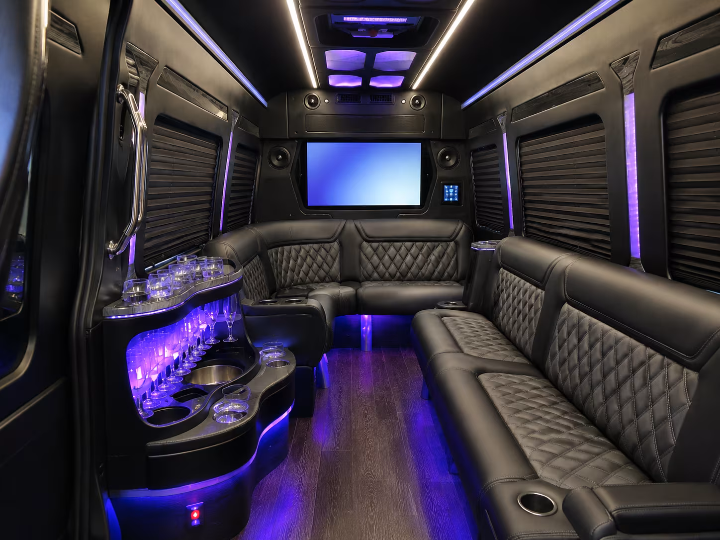 brick 40 passenger party bus interior
