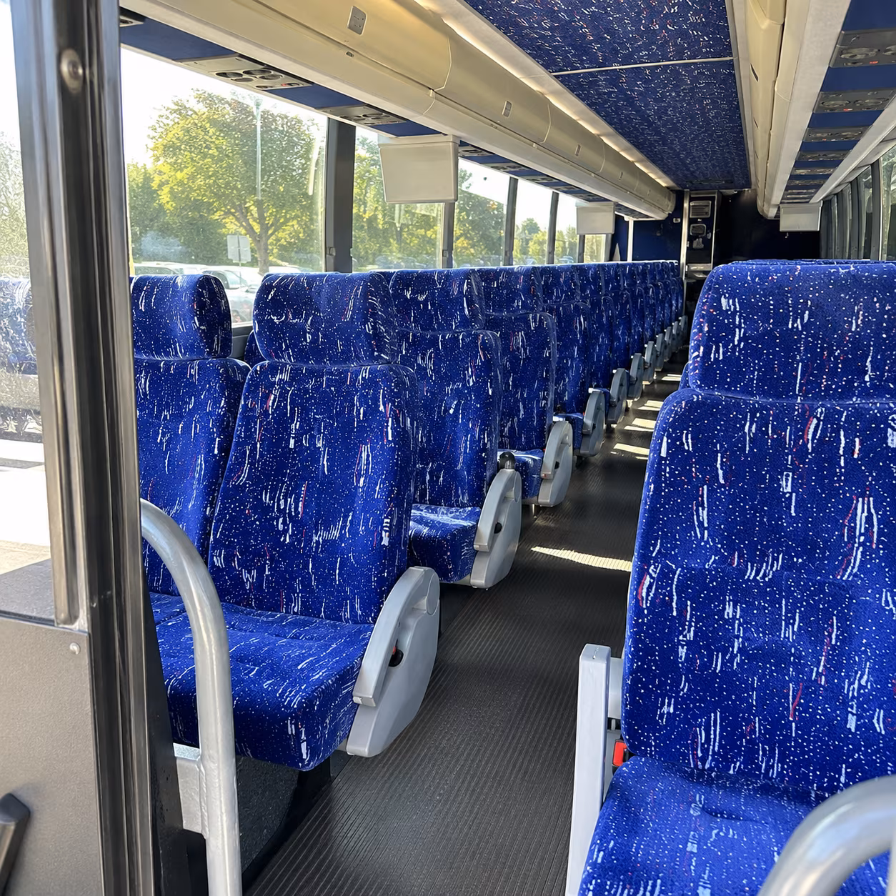 brick 56 passenger charter bus inside