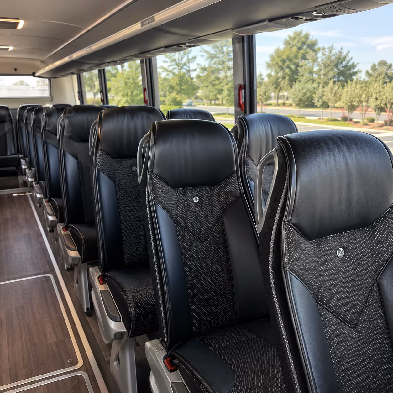 brick 56 passenger charter bus interior